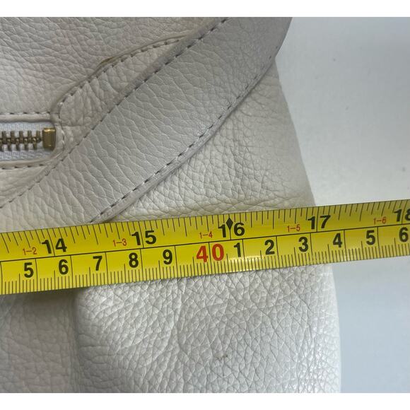 Foley + Corinna Bag Women’s White Mid City Tote Buttery Leather Zipper Satchel - Picture 9 of 15